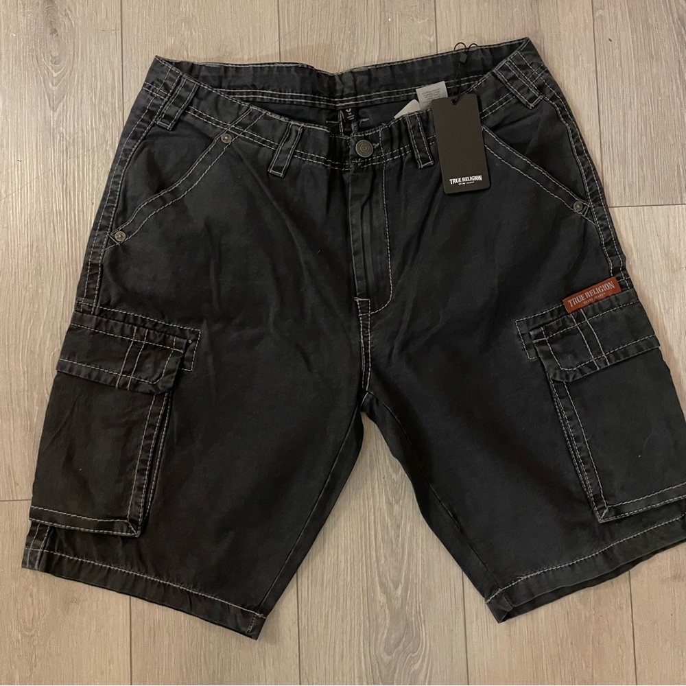 True Religion Cargo Shorts Men's 34 Black New